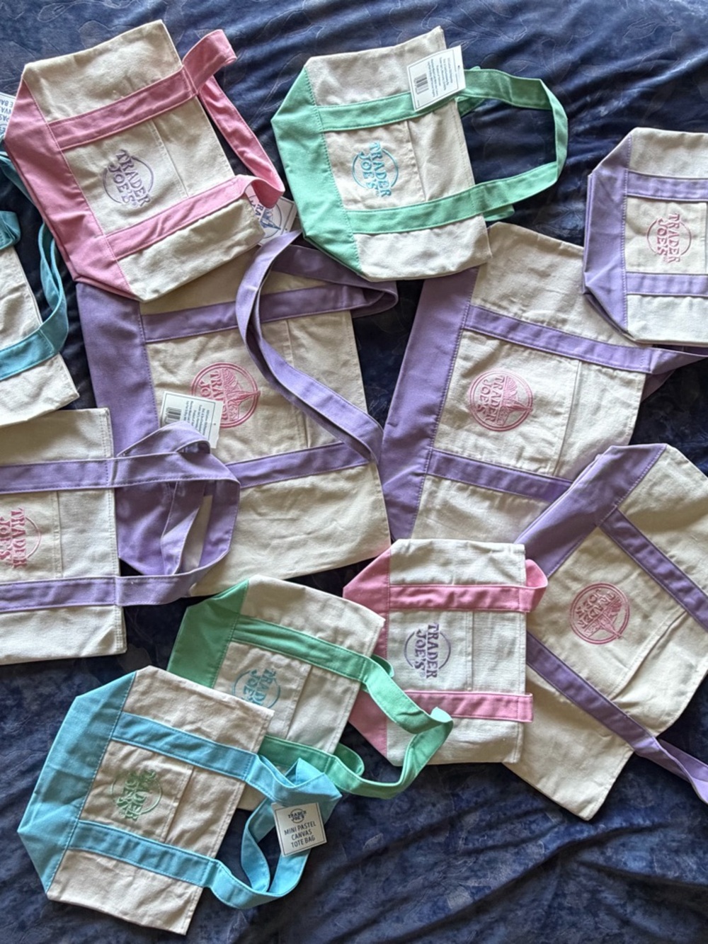 Trader Joe's Canvas Tote Bag with Pastel Trim